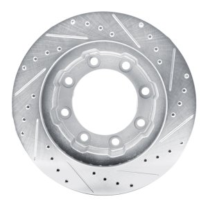 Chevrolet V3500 Pickup Brake Rotor (1) - Front Left - R1 Concepts - Drilled & Slotted - Silver - `77-`00
